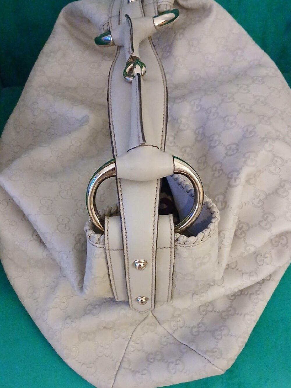 Gucci Horsebit GG Monogram Leather Hobo with Gold-Tone Hardware - Picture 7 of 12